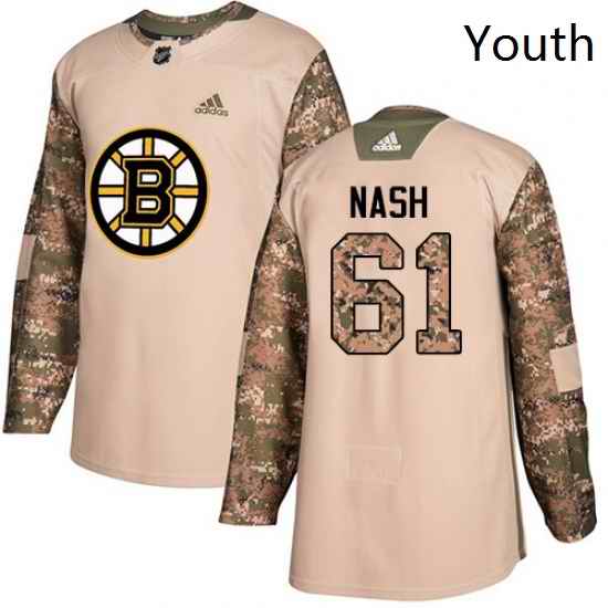 Youth Adidas Boston Bruins 61 Rick Nash Authentic Camo Veterans Day Practice NHL Jerse